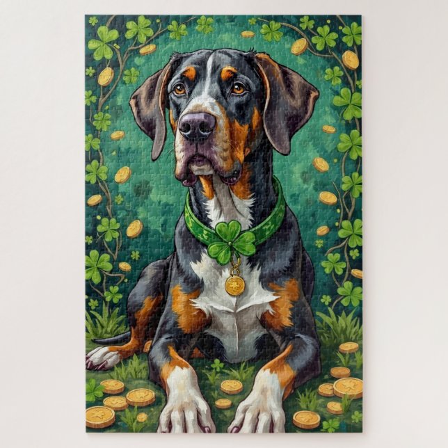 Puzzle Grand Danois Chanceux de la Saint-Patrick (Vertical)