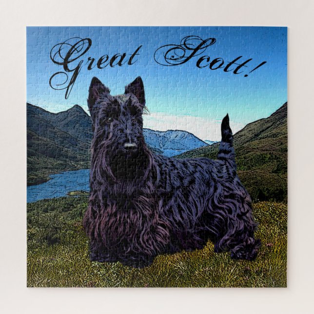 Puzzle "Grand Écossais !"Terrier écossais/Écosse caricatu (Vertical)