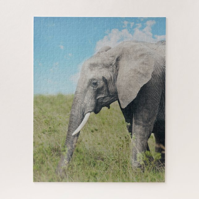 Puzzle Grand éléphant gris exotique marchant (Vertical)