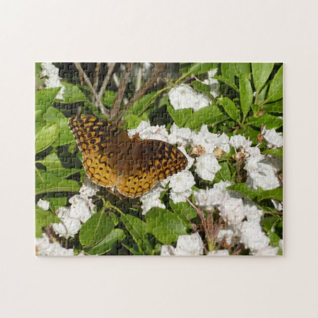 Puzzle Grand Fritillaire à Miroitements sur laurier de mo (Horizontal)