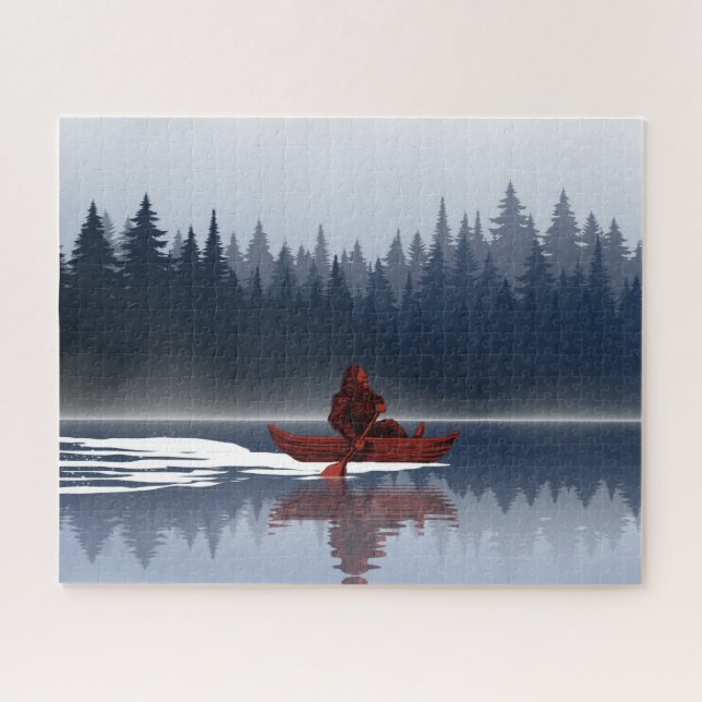 Puzzle Grand lac Bigfoot Canoë Forêt vierge de pins  (Horizontal)