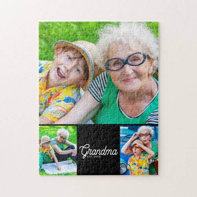 Puzzle Grand-mère Script Black 3 Photo (Vertical)