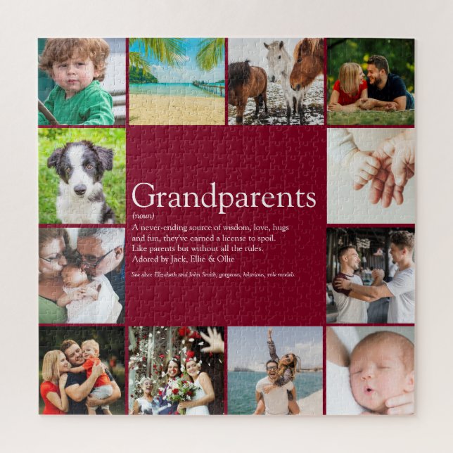 Puzzle Grand-parents Fun Modern Photo Collage Bourgogne (Vertical)