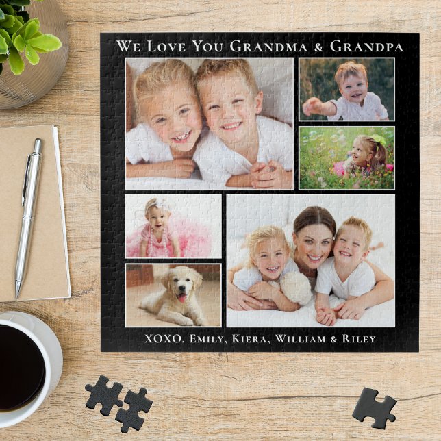 Puzzle Grand-parents We Love You Personnalisé Photo Black (Créateur téléchargé)