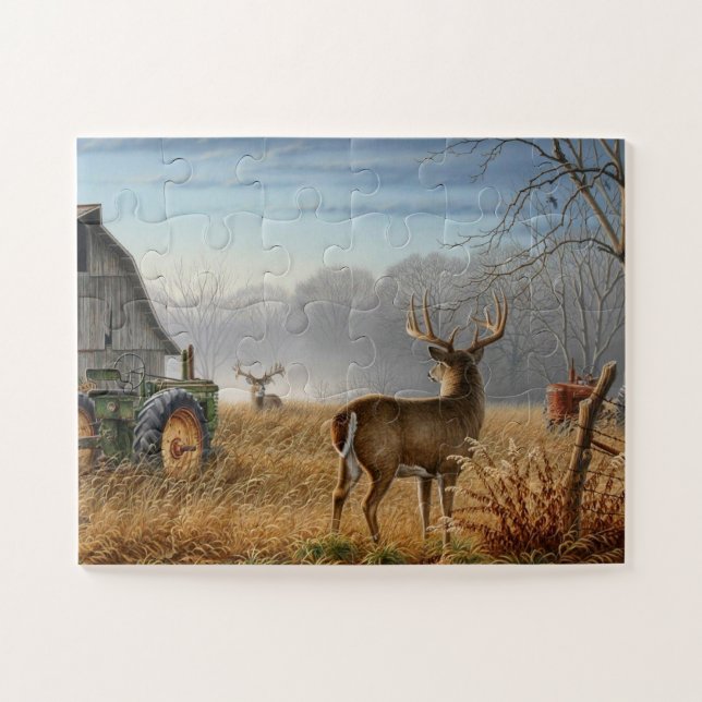 Puzzle Grand spectacle de cerfs Buck à la ferme (Horizontal)