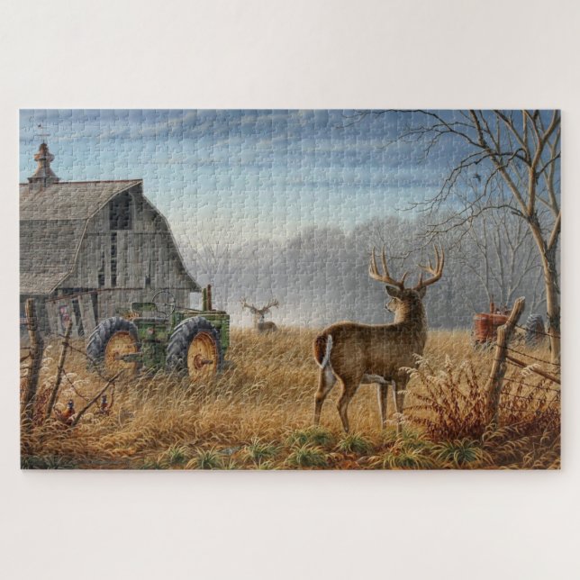 Puzzle Grand spectacle de cerfs Buck à la ferme (Horizontal)
