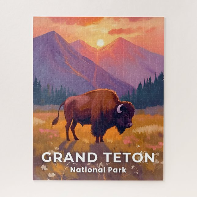 Puzzle Grand Teton National Park | Bison Wyoming Travel (Vertical)