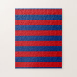Puzzle Grand Thème nautique Grandes bandes horizontales<br><div class="desc">Un arrière - plan moderne rayures rouge et bleu pour un cadeau personnalisé. Une bonne idée cadeau ! Utilisez le lien "Demandez à ce concepteur" pour nous contacter avec vos demandes de design spécial ou pour obtenir de l'aide pour répondre à vos besoins de personnalisation.</div>