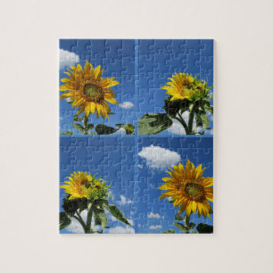 Puzzle grand tournesol brille jaune ciel bleu blanc petit