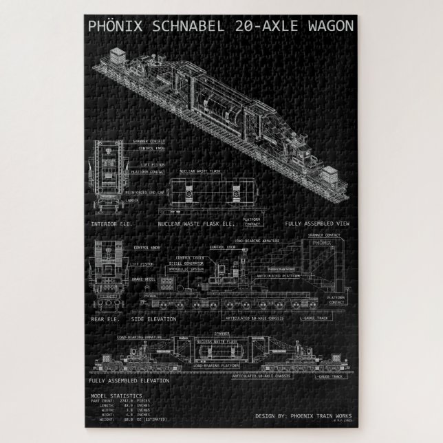 Puzzle Grand wagon de train "Plan" PTW Schnabel (Vertical)