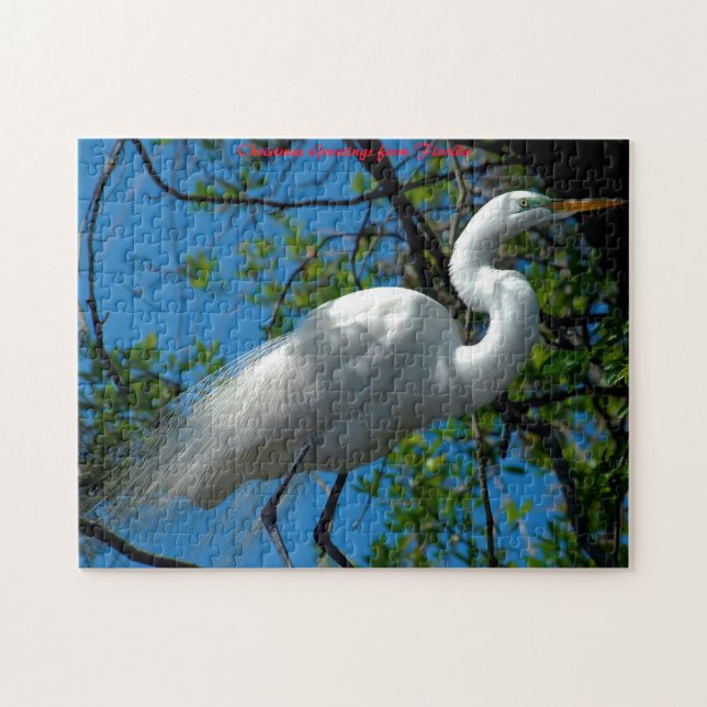 Puzzle Grande Aigrette Floride. Vœux de Noël (Horizontal)