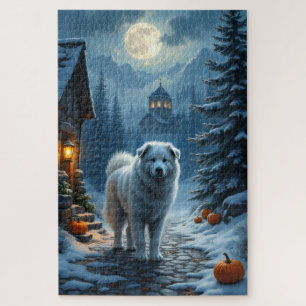 Puzzle Grande Art de Village de Halloween au Clair de Lun