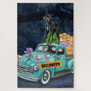 Puzzle Grande Danse Chien Halloween Camion Effrayant Nuit