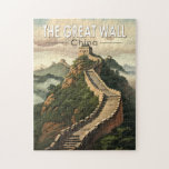 Puzzle Grande Muraille de Chine Travel Art Vintage<br><div class="desc">OEuvre vectorielle de la Grande Muraille de Chine. Il s'agit d'une série de fortifications qui ont été construites à travers les frontières nord historiques des anciens États chinois et de la Chine impériale comme protection contre divers groupes nomades de la steppe eurasienne.</div>