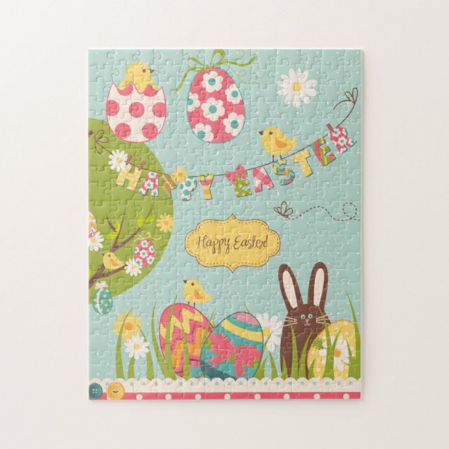 Puzzle Grande Pâques réglée avec le lapin mignon de (Vertical)