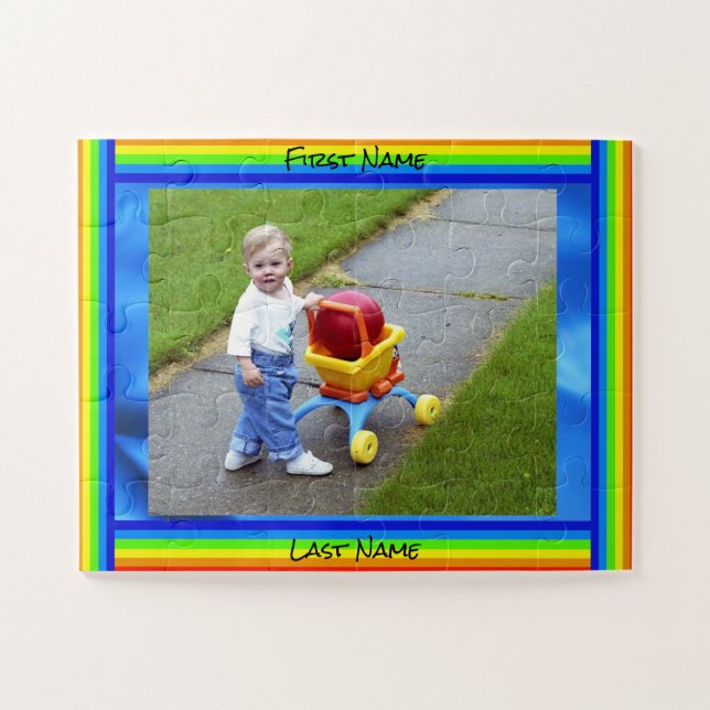 Puzzle Grande photo personnalisation Noms couleurs arc-en (Horizontal)