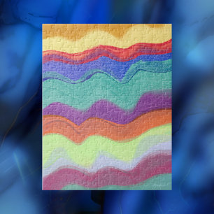 Puzzle Grandes bandes horizontales ondulées, peinture Abs