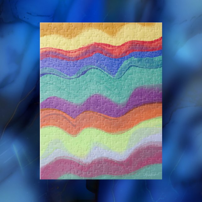 Puzzle Grandes bandes horizontales ondulées, peinture Abs (Créateur téléchargé)