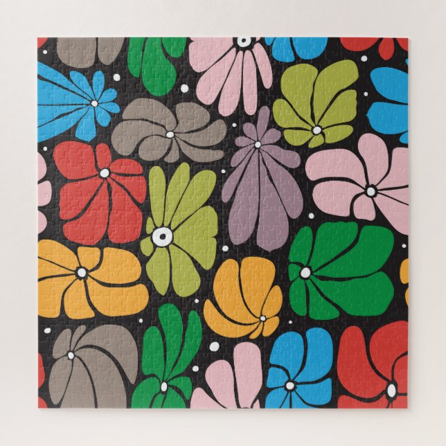Puzzle Grandes Fleurs Florales Rétro sans joint (Vertical)
