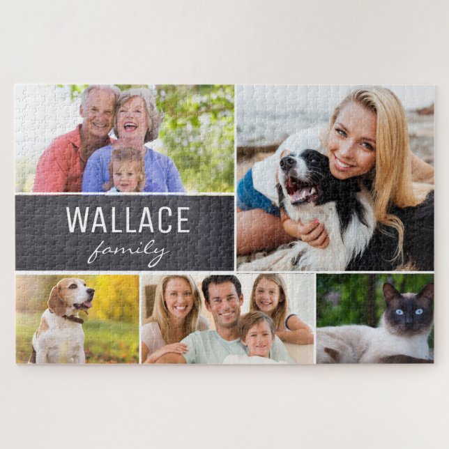 Puzzle Grandes photos de collage avec tableau noir du nom (Horizontal)