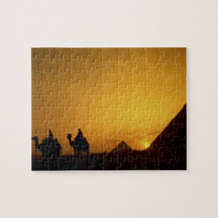 Puzzle Grandes Pyramides de Gizeh, Égypte au coucher du s