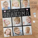 Puzzle Grandma 9 Photo Collage Coeurs Couleurs personnali<br><div class="desc">Créez un cadeau d'activité spéciale et gardez-vous pour la grande grand-mère fière qui présente ses petits-enfants ou petits-enfants et des photos de famille avec un puzzle personnalisé et personnalisé avec un modèle de collage photo facile à télécharger avec 9 photos et le titre WE LOVE YOU GRANDMA épelé avec coeur...</div>