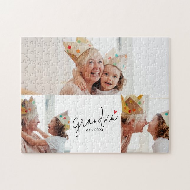 Puzzle Grandma Established Modern Script 3 Photo (Horizontal)