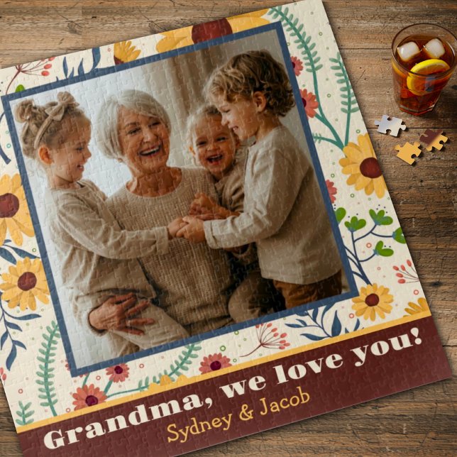 Puzzle Grandma Photo Joli Printemps Fleurs marguerites Pe (Créateur téléchargé)