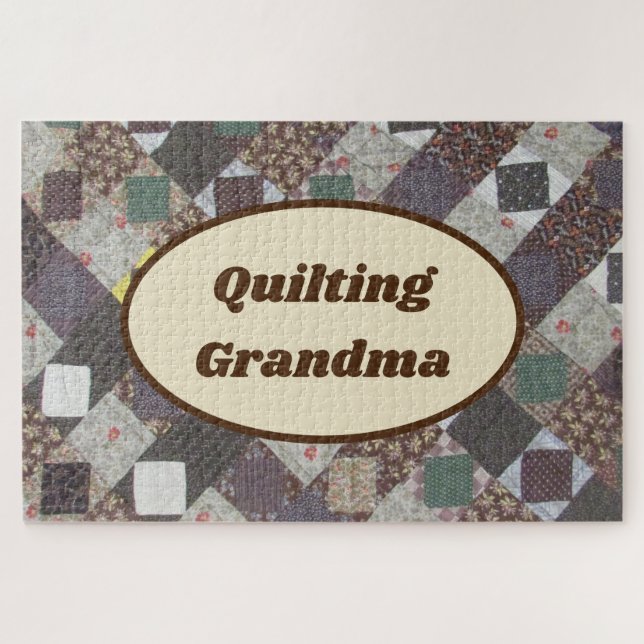 Puzzle Grandma Quilting Motif Photo Quilt (Horizontal)