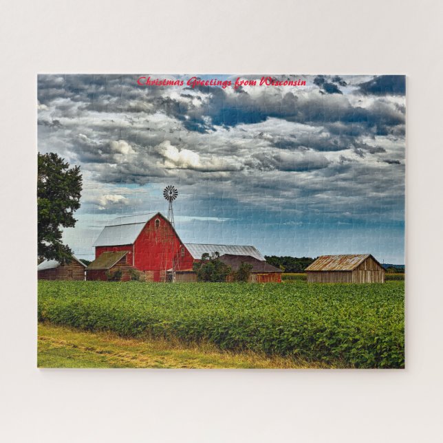 Puzzle Grange Ancienne Wisconsin.Vœux de Noël (Horizontal)