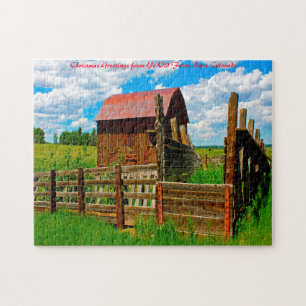 Puzzle Grange de la vieille ferme Colorado.Noël salutatio