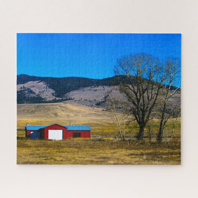 Puzzle Grange en Montana, USA Sky Rustic Photographie Jig (Horizontal)