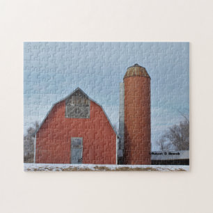 Puzzle Grange rouge du Kansas avec casse-tête enneigé