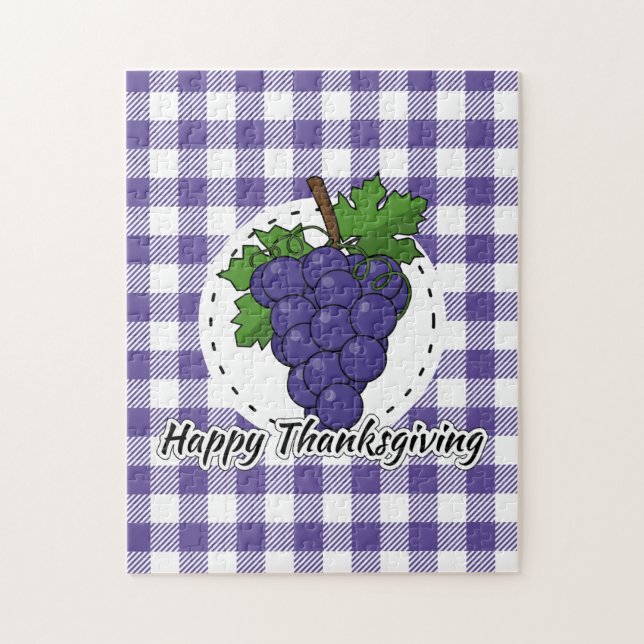 Puzzle Grape on Violet Plaid (Vertical)
