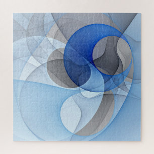 Puzzle Graphique d'art fractal gris bleu Abstrait moderne