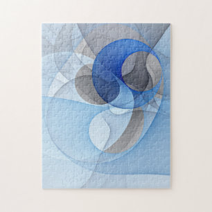 Puzzle Graphique d'art fractal gris bleu Abstrait moderne
