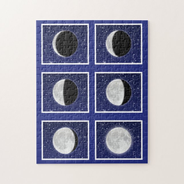 Puzzle Graphique des phases de la lune avec étoiles (Vertical)