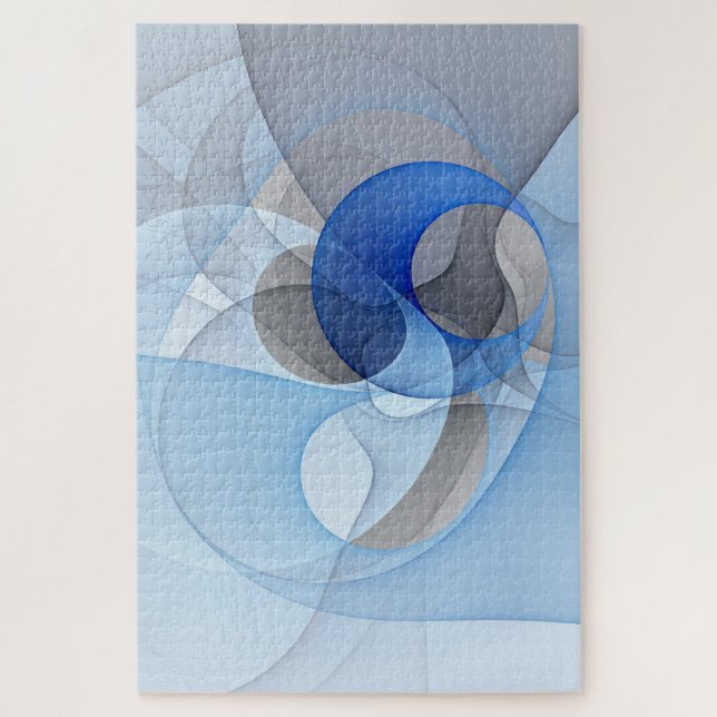 Puzzle Graphisme d'art fractal abstrait bleu gris moderne (Vertical)