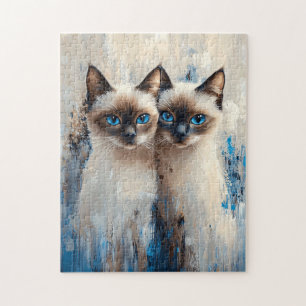 Puzzle Gras chats siamois peinture