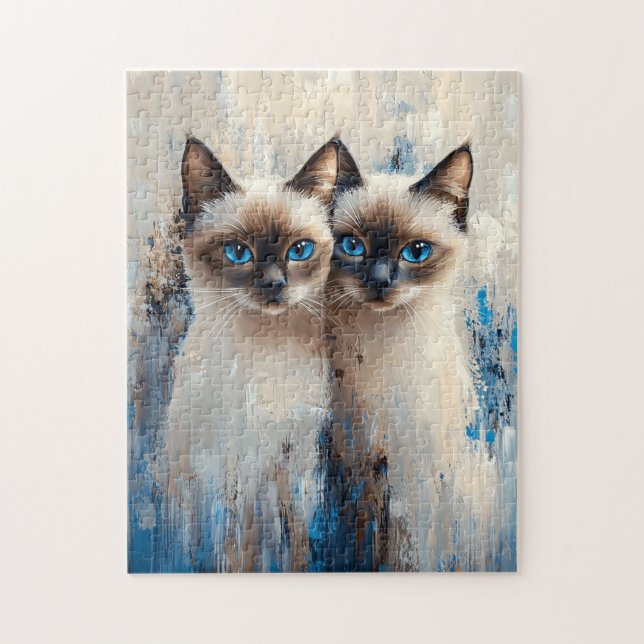 Puzzle Gras chats siamois peinture (Vertical)