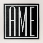 Puzzle Gras moderne 3 initiales Monogramme | Blanc sur no<br><div class="desc">Classy,  bold et moderne.</div>