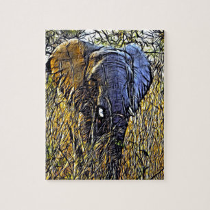Puzzle Grassland Wild Safari Animal Art Eléphant africain