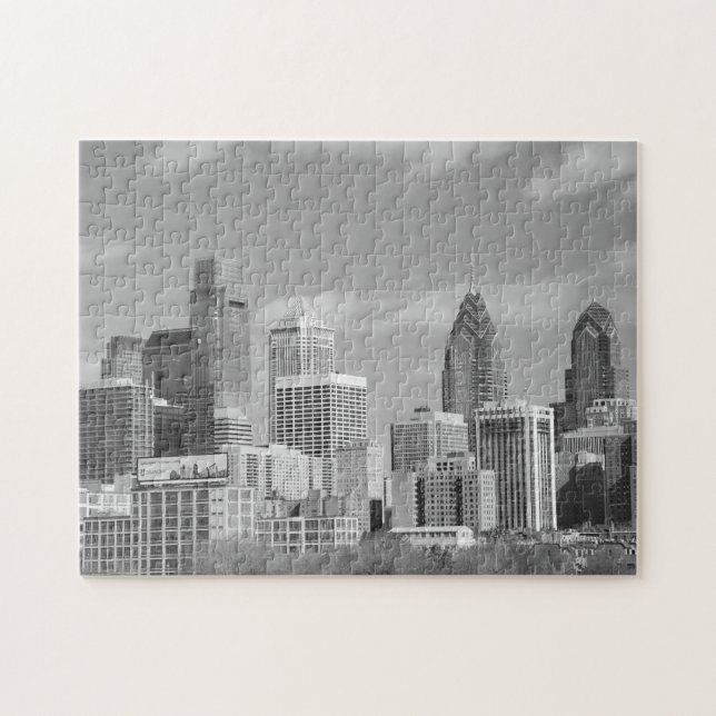 Puzzle gratte-ciel de Philly noir et blanc (Horizontal)