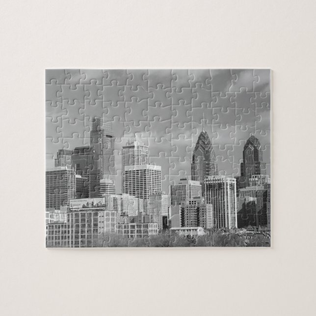 Puzzle Gratte-ciel de Philly noirs et blancs (Horizontal)
