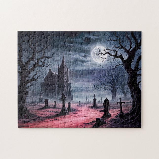 Puzzle Graveyard gothique sous Pleine lune (Horizontal)