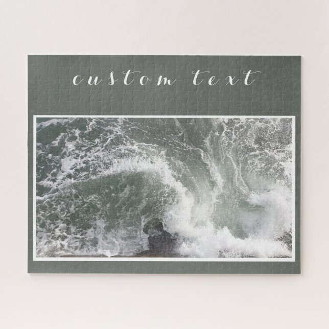 PUZZLE GRAY GREEN OCEAN SEA WAVES BREAKING WHITE WATER (Horizontal)