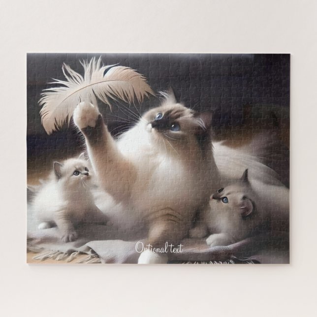 Puzzle Gray Mère Ragdoll Chat et Kittens (Horizontal)