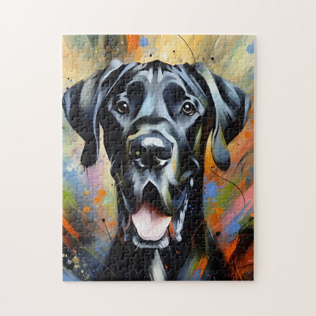 Puzzle Great Dane Dog Acrylique Art Imprimer Cadeau Amour (Vertical)