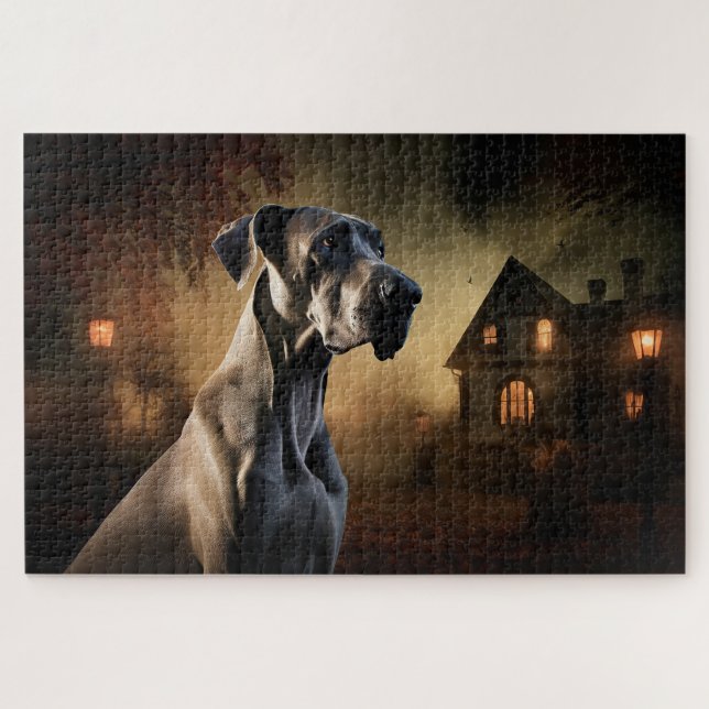 Puzzle Great Dane Halloween Scary (Horizontal)