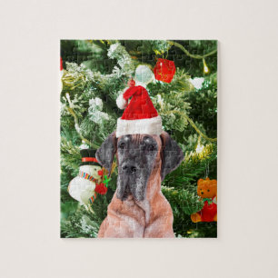 Puzzle Great Dane w Christmas Tree Cadeaux Boîtes de Noël
